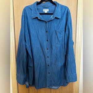 Ava & Viv Denim Blue Button-Down Shirt Sz 3X NWOT